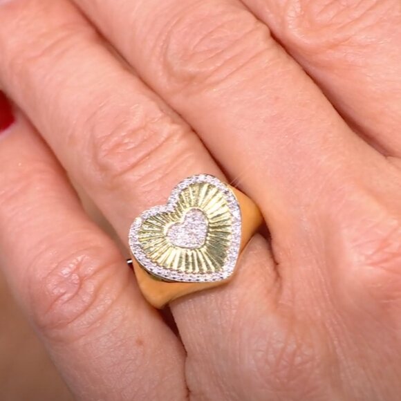 Rarities Carol Brodie Gold Plated 1/4ctw Diamond Heart RING 8 nwt - Picture 5 of 11